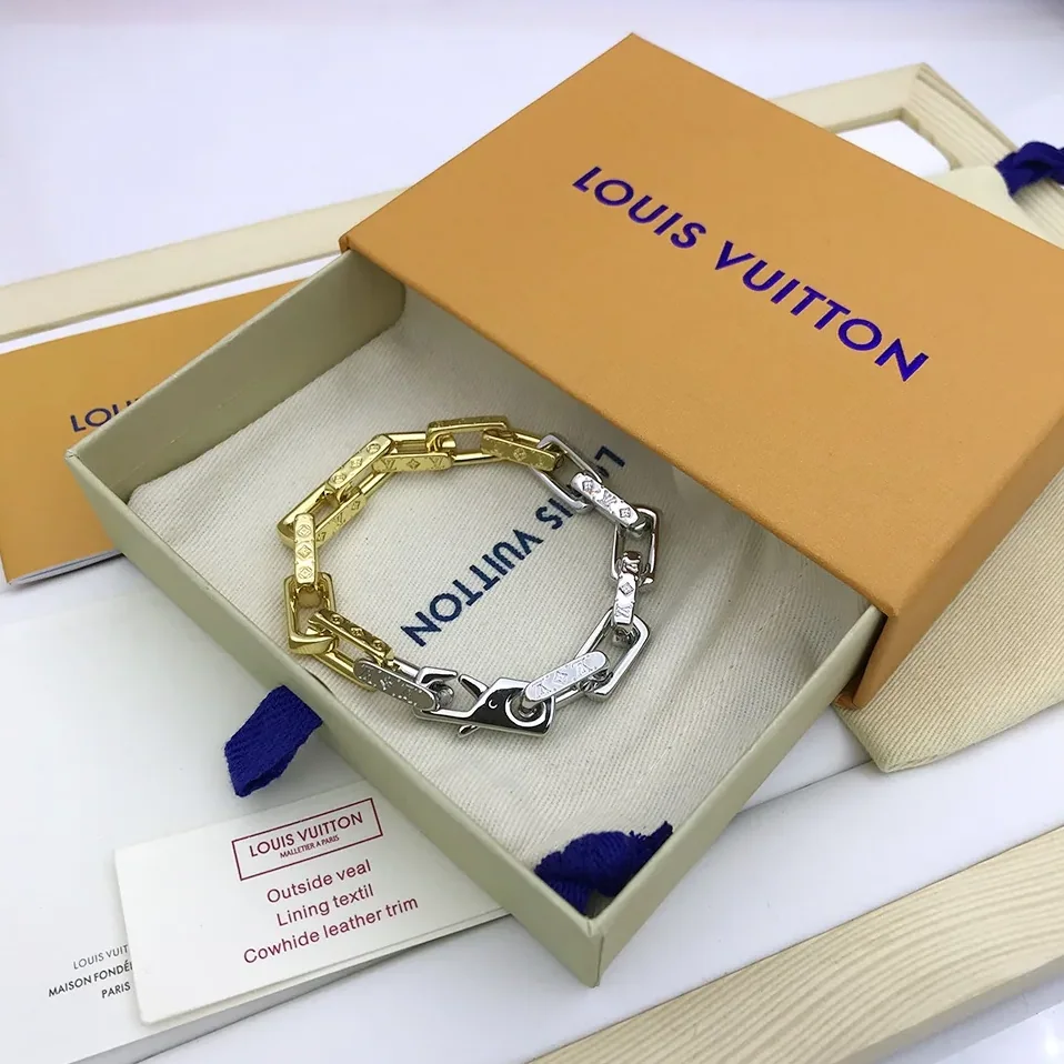 Louis Vuitton Combinating Two Colors Monogram Chain Bracelet Multicolor Louis Vuitton Combinating Two Colors Monogram Chain Bracelet Multicolor