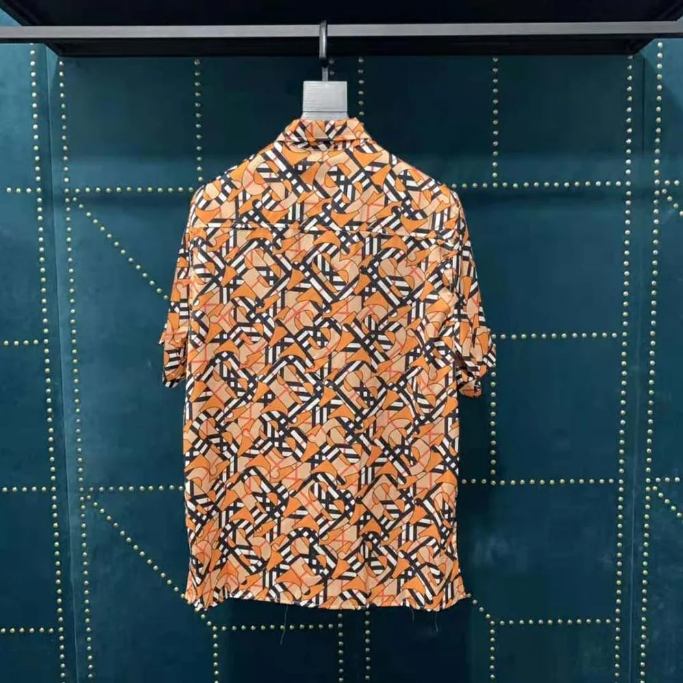 Burberry Short-Sleeve Monogram Print Cotton Poplin Shirt for Men Burberry Short-Sleeve Monogram Print Cotton Poplin Shirt for Men