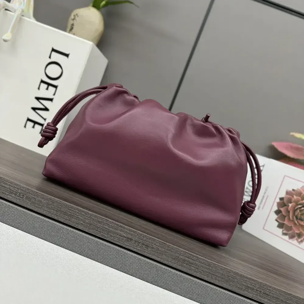 Loewe Medium Flamenco Purse in Mellow Nappa Lambskin for Unisex in Dark Burgundy