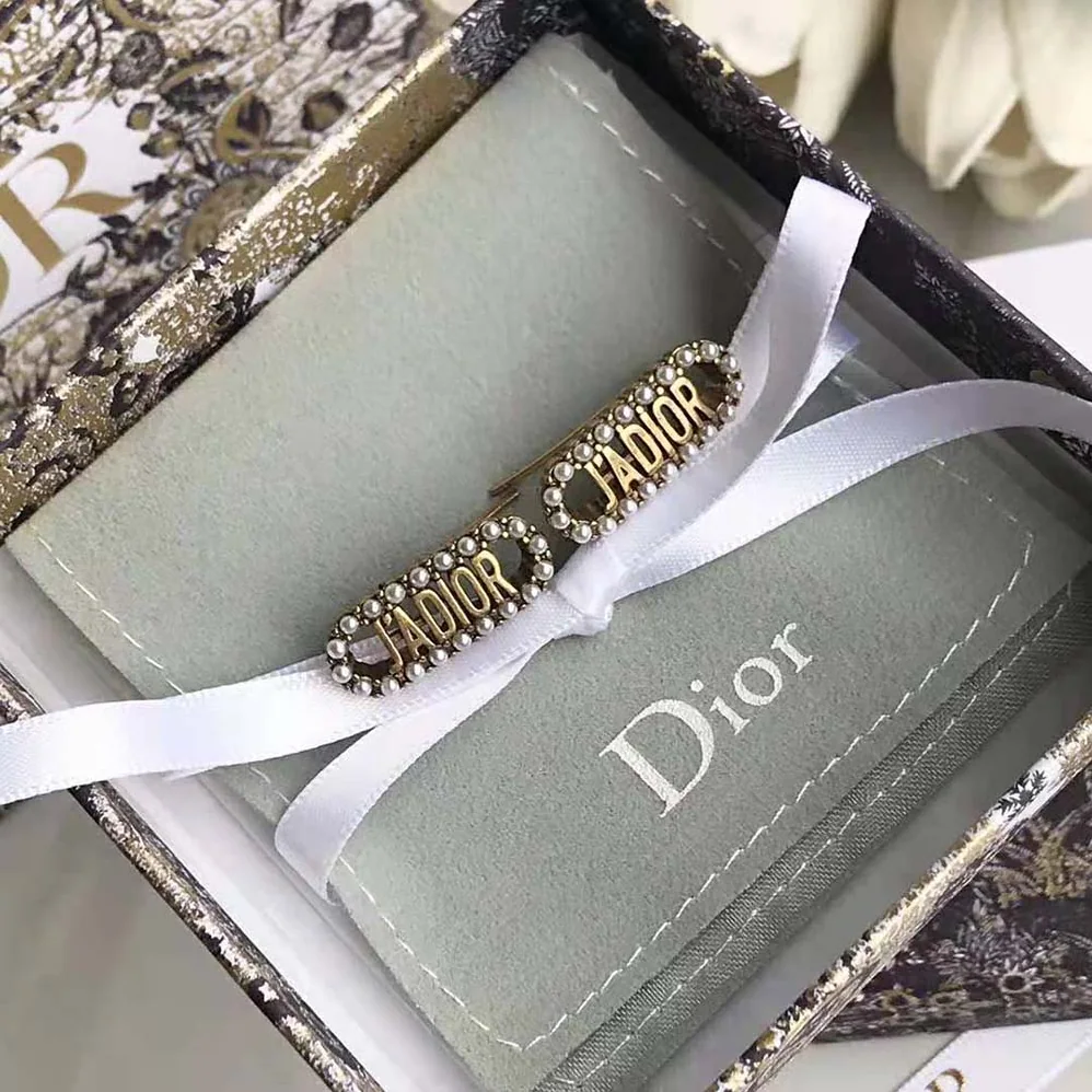 Dior J Adior Earrings Antique Gold-Finish Metal and White Resin Pearls for Women Dior J Adior Earrings Antique Gold-Finish Metal and White Resin Pearls for Women