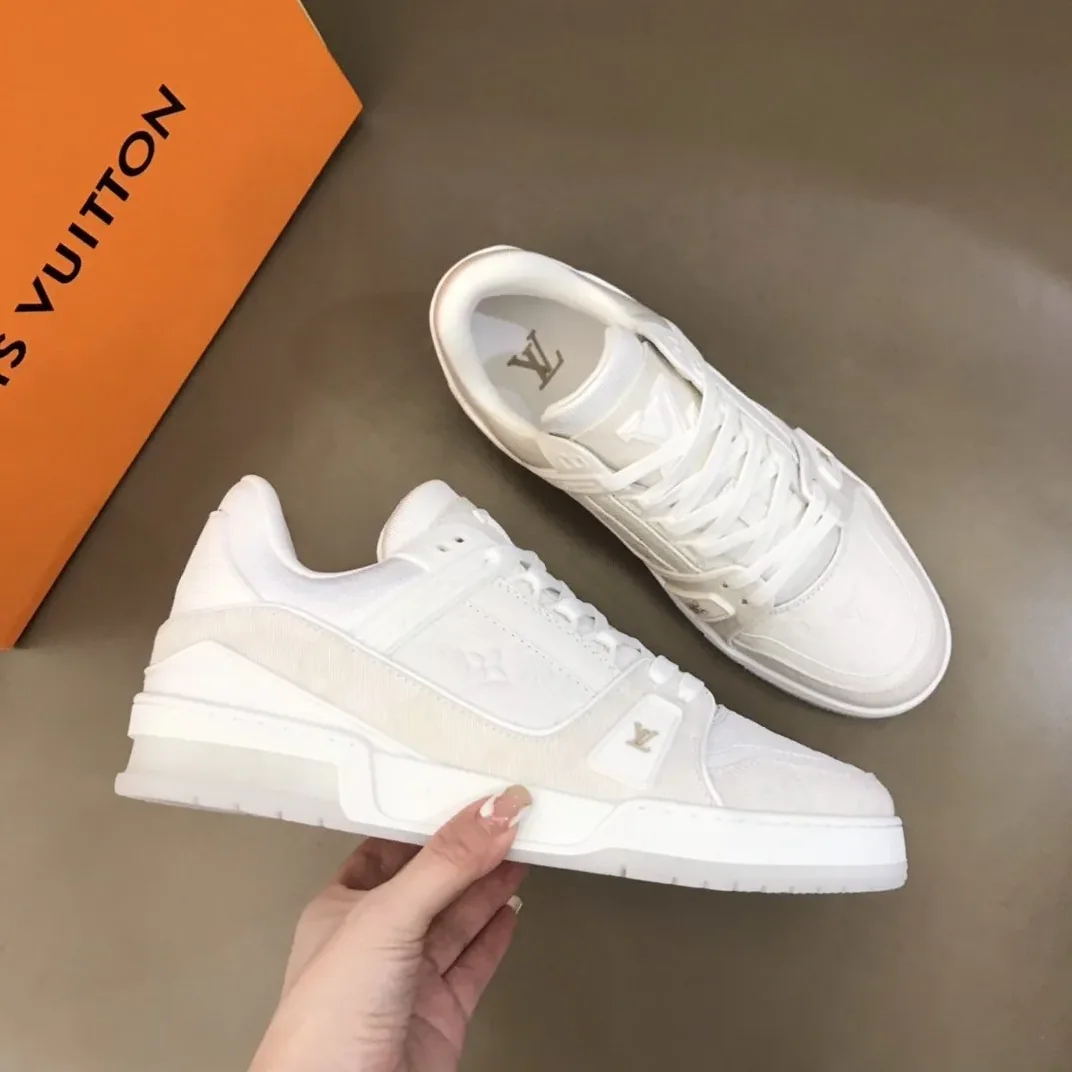 Louis Vuitton Trainer Sneaker Monogram Patent Canvas White Virgil Abloh LV 1A9G53 Louis Vuitton Trainer Sneaker Monogram Patent Canvas White Virgil Abloh LV 1A9G53