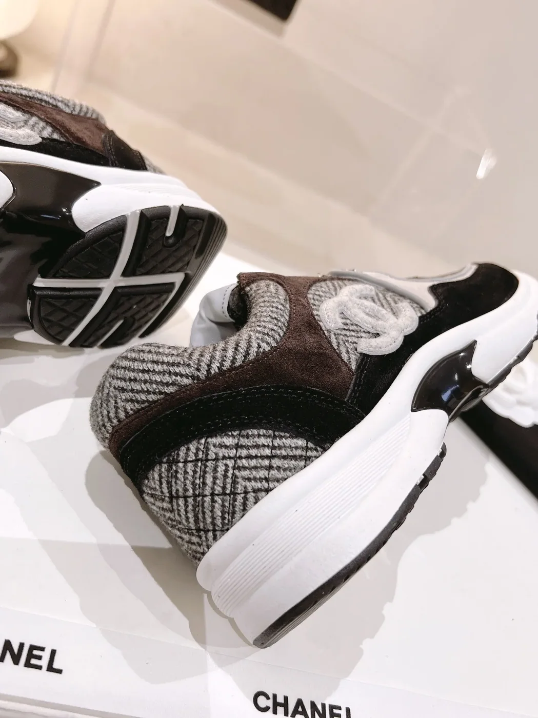 Chanel Wool Stitch Casual C Sneakers Black