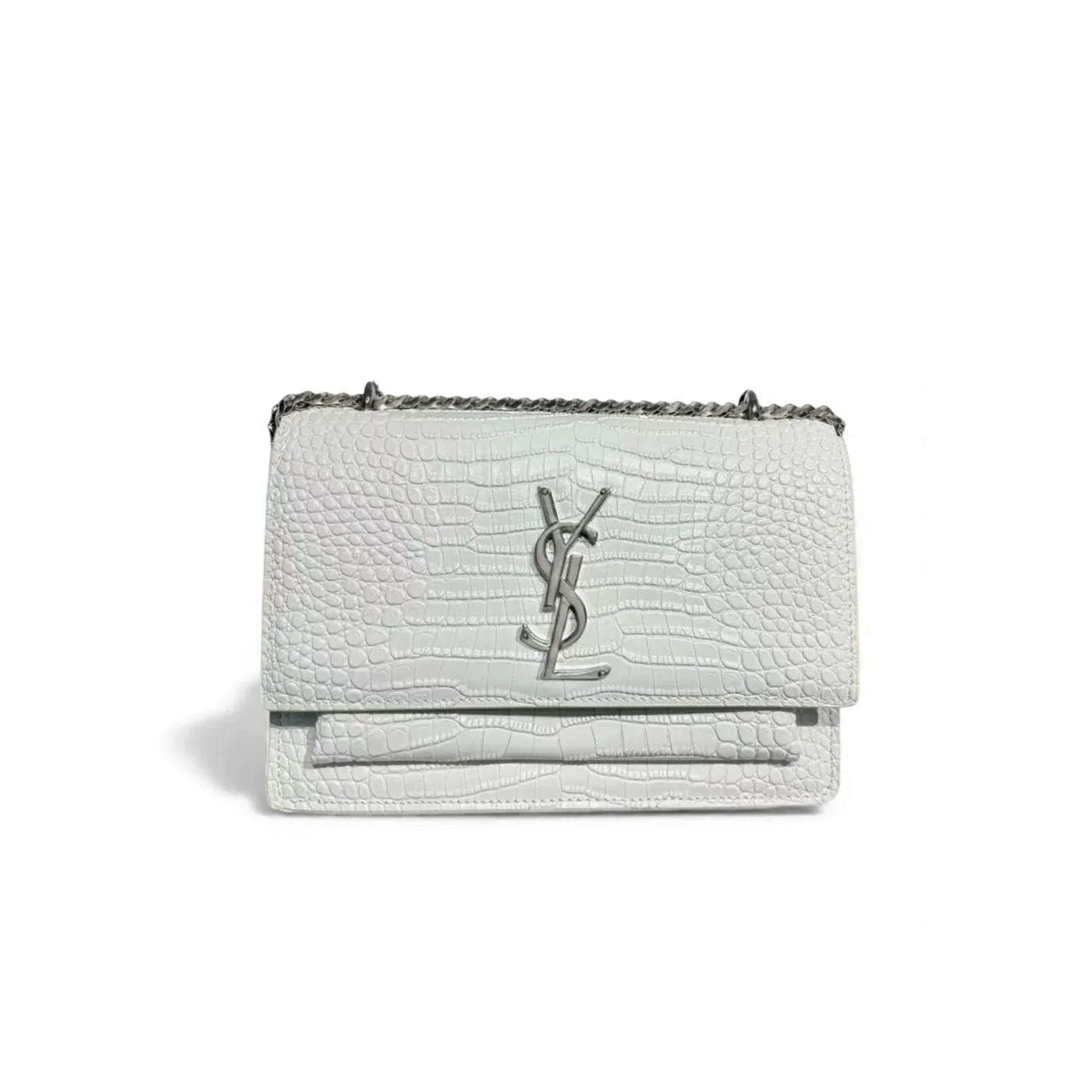 Saint Laurent Sunset Medium Chain Bag in White YSL