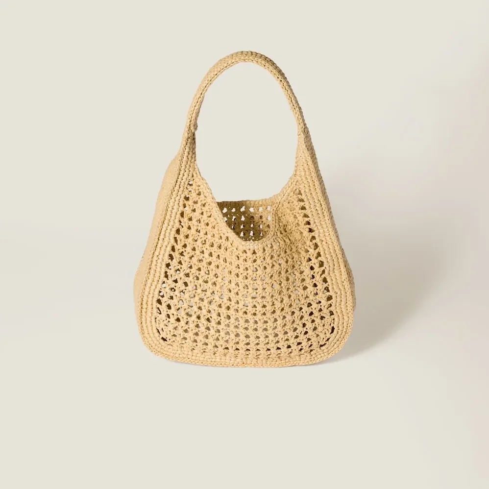 Miu Miu Raffia-Effect Woven Hobo Bag Beige / - 5BC164_ADO1_F0A5T_V_OOO Miu Miu Raffia-Effect Woven Hobo Bag Beige / - 5BC164_ADO1_F0A5T_V_OOO
