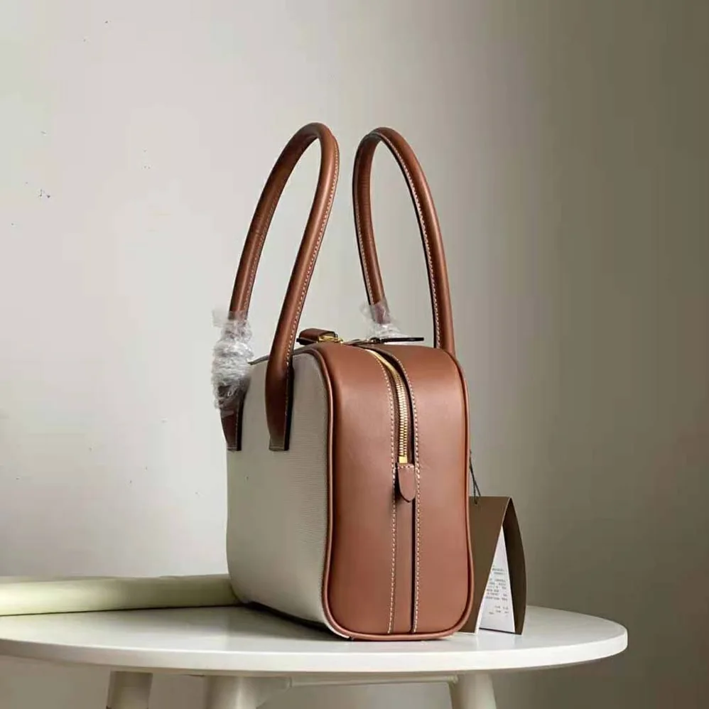 Burberry Medium Horseferry Print Cotton Canvas Half Cube Bag for Women in Brown