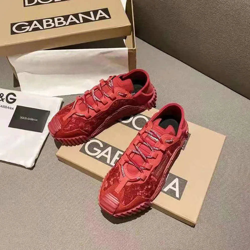 Dolce Gabbana D&G NS1 Slip on Sneakers in Mixed Materials for Women in Red Dolce Gabbana D&G NS1 Slip on Sneakers in Mixed Materials for Women in Red