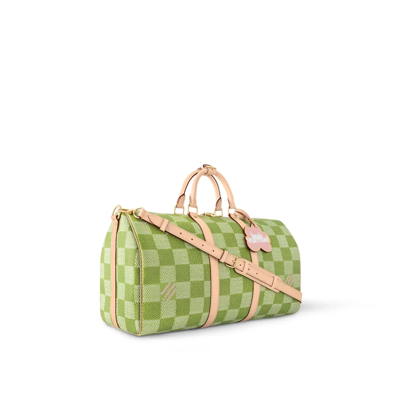 Louis Vuitton Keepall Bandouliere 50 Travel Bag in Green Gold Hardware