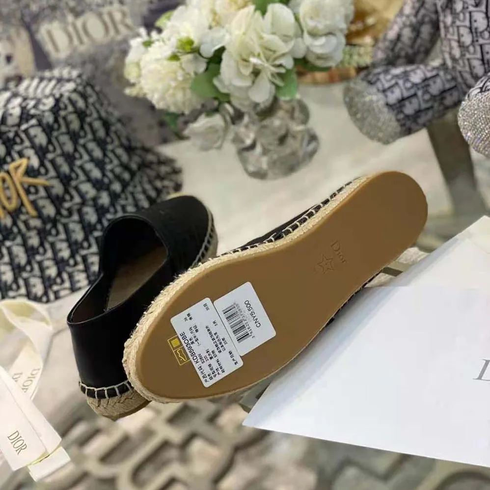 Dior Dior Granville Espadrille Black Embossed Lambskin for Women Dior Dior Granville Espadrille Black Embossed Lambskin for Women