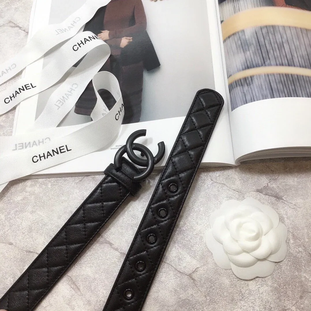 Chanel Belt Quilted With Double C Buckle Black With Black Hardware for Women