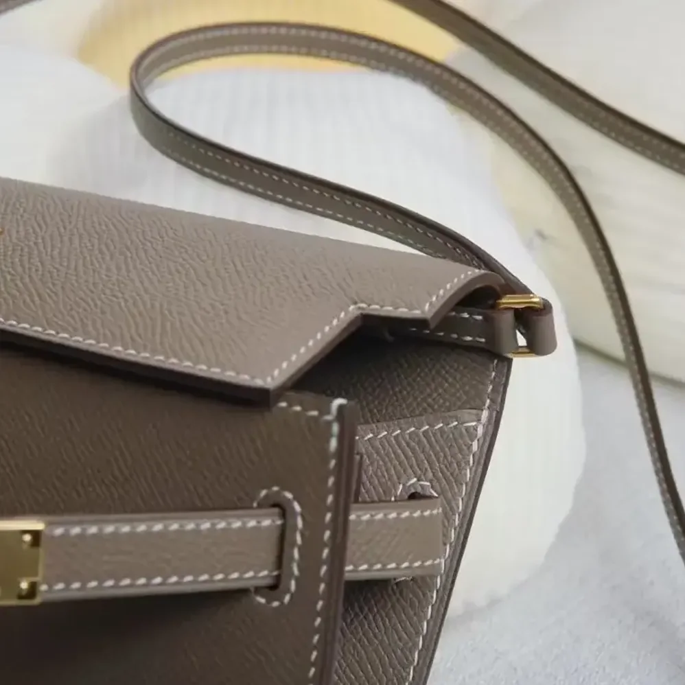 Hermes Kelly To Go in Epsom Leather for Women in Grey/Gold