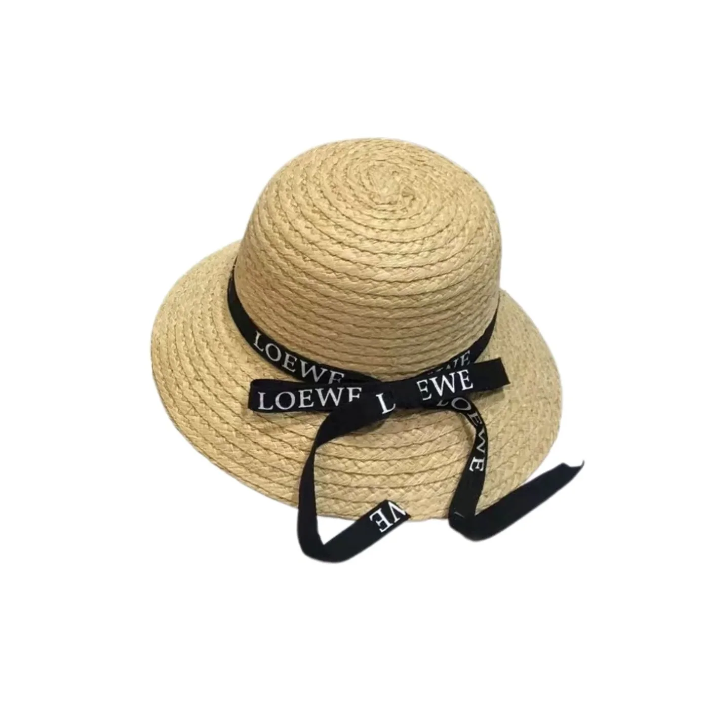 Loewe Straw Sun Hat Raffia With Black Ribbon Logo Beige / Loewe Straw Sun Hat Raffia With Black Ribbon Logo Beige /