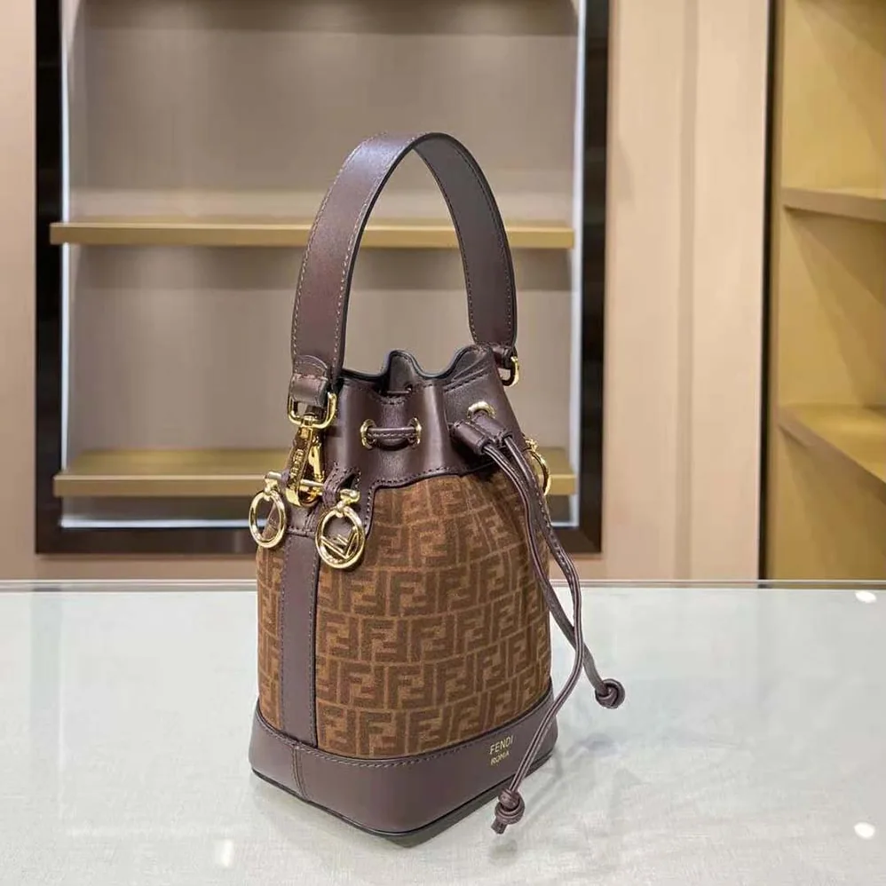 Fendi Mon Tresor Brown Leather Mini for Women in Bag with FF Print Fendi Mon Tresor Brown Leather Mini for Women in Bag with FF Print