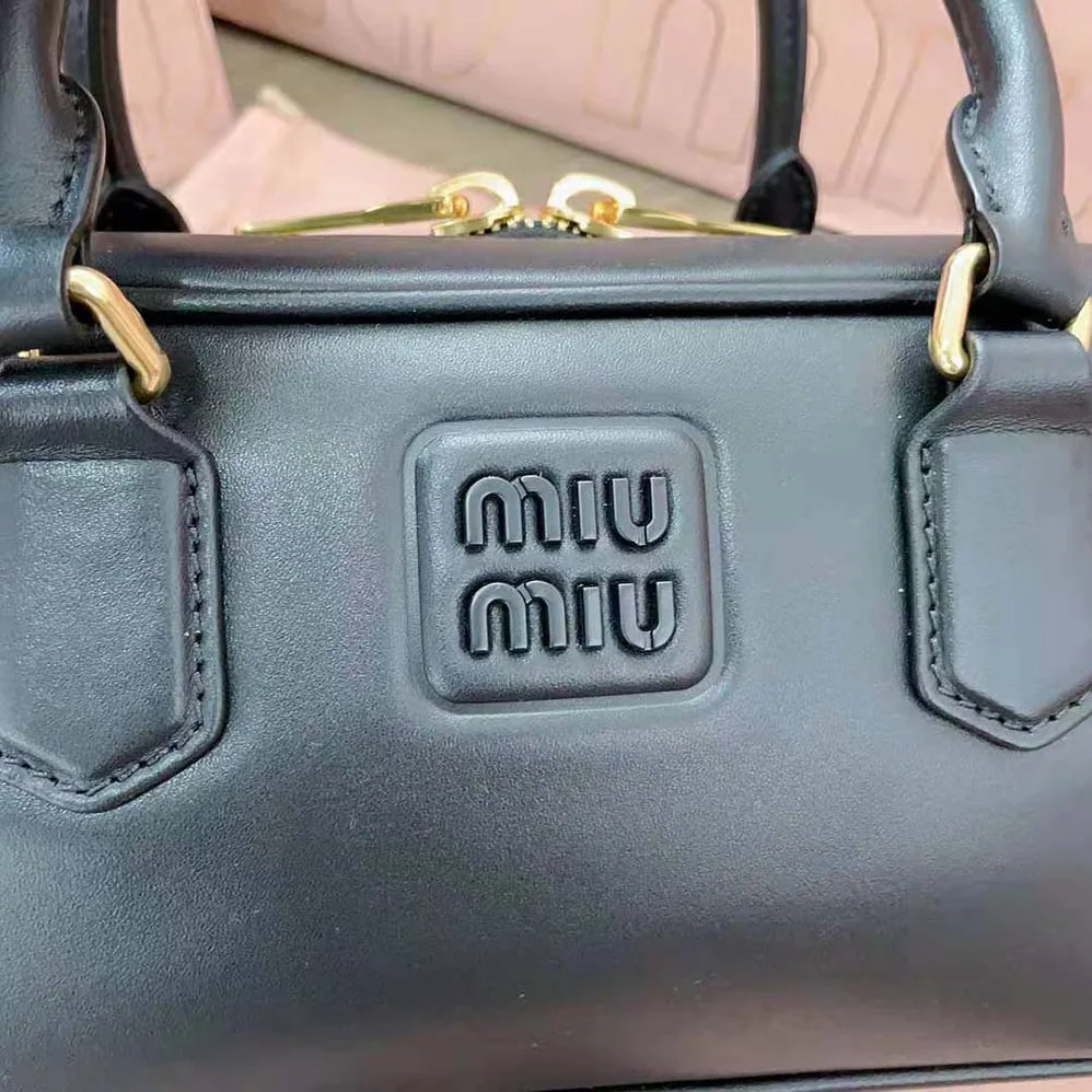 Miu Miu Arcadie Leather Bag for Women in Black Miu Miu Arcadie Leather Bag for Women in Black
