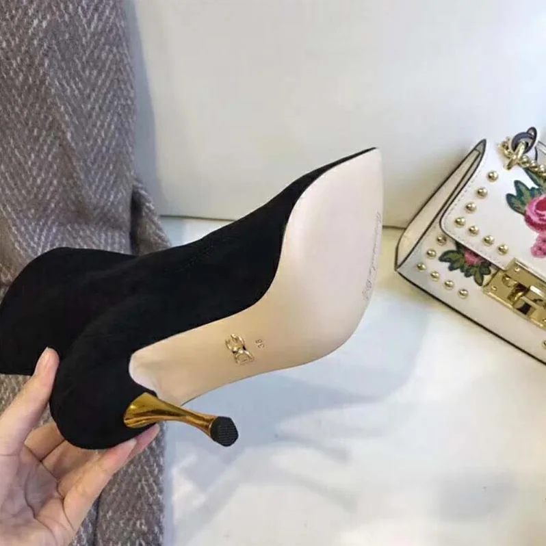 Dolce Gabbana D&G Stretch Suede Ankle Boots 105mm Heel for Women in Black Dolce Gabbana D&G Stretch Suede Ankle Boots 105mm Heel for Women in Black