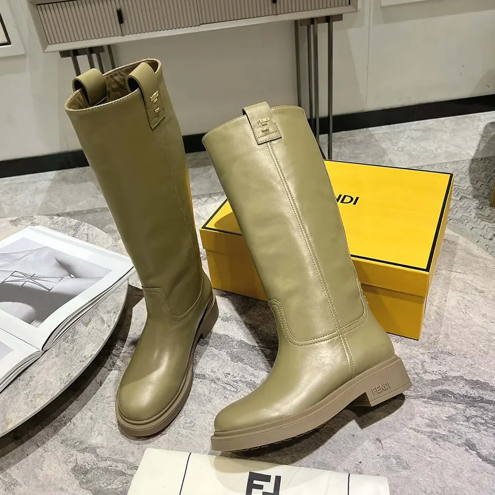 Fendi Fendi Filo Green Leather Boots for Women Fendi Fendi Filo Green Leather Boots for Women
