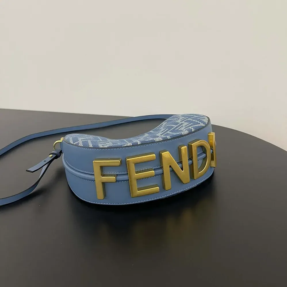 Fendi Fendigraphy Mini Blue Denim-effect FF Jacquard Mini for Women in bag Fendi Fendigraphy Mini Blue Denim-effect FF Jacquard Mini for Women in bag