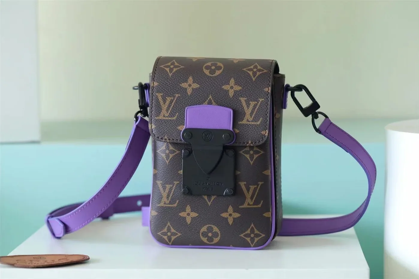 Louis Vuitton S-Lock Vertical Wearable Wallet Monogram Macassar Purple Louis Vuitton S-Lock Vertical Wearable Wallet Monogram Macassar Purple