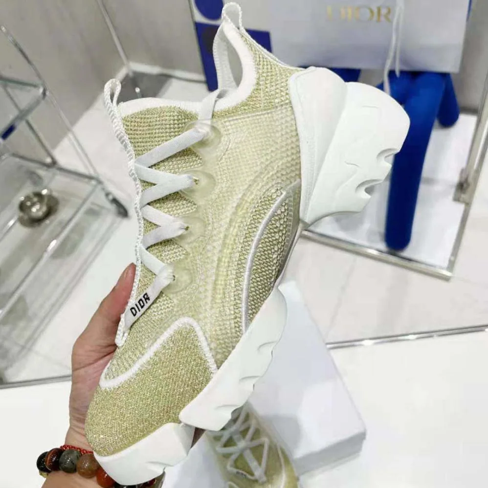 Dior D-Connect Sneaker Gold for Women in Tone Laminated Mesh