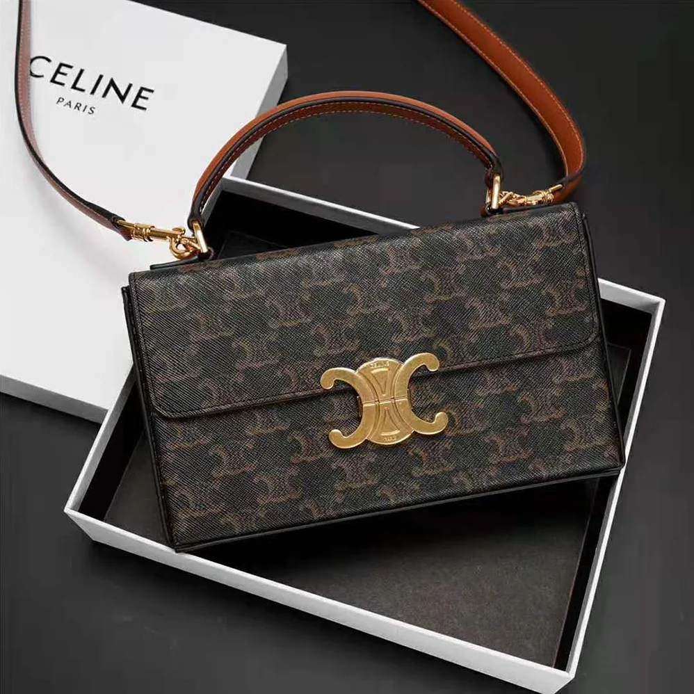 Celine Box Triomphe in Triomphe Canvas and Calfskin for Women Celine Box Triomphe in Triomphe Canvas and Calfskin for Women