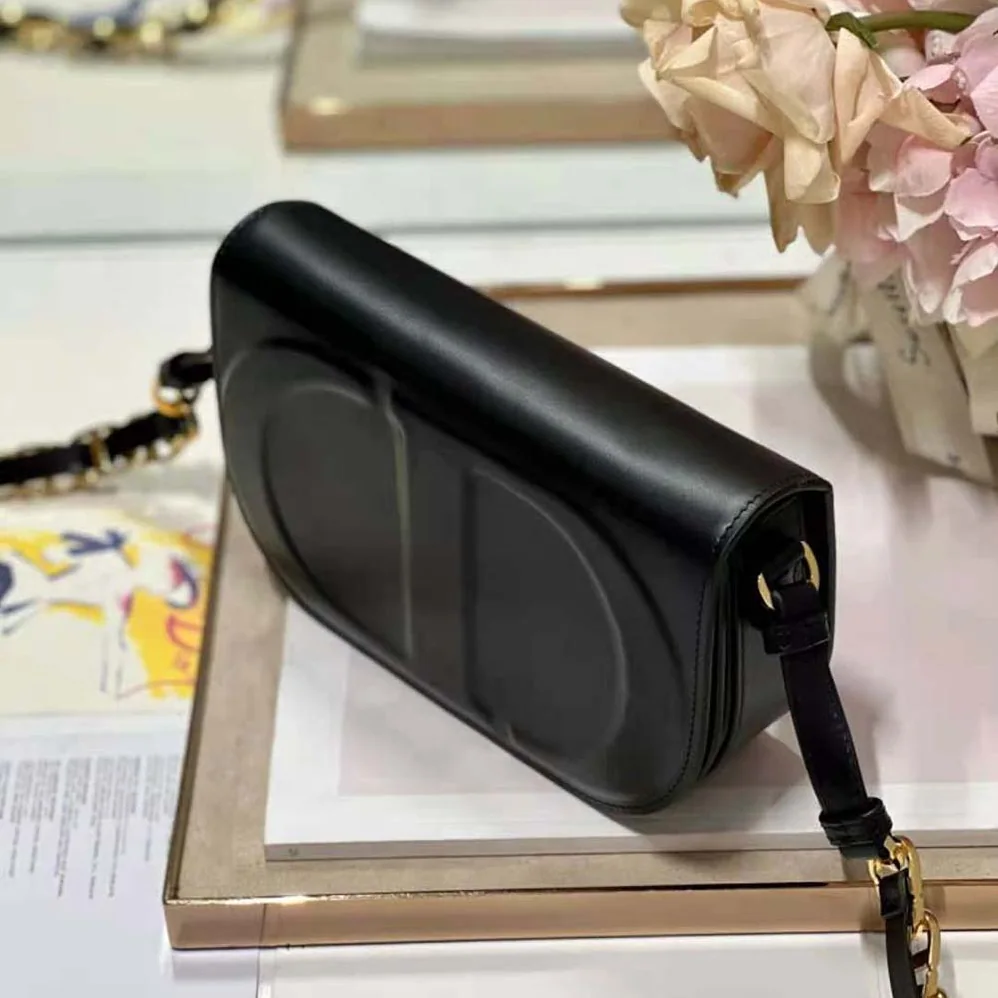 Dior CD Signature Bag with Strap Black CD for Women in Embossed Box Calfskin