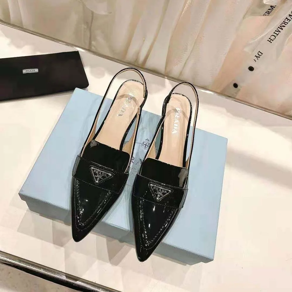 Prada Patent Leather Slingbacks for Women in Black
