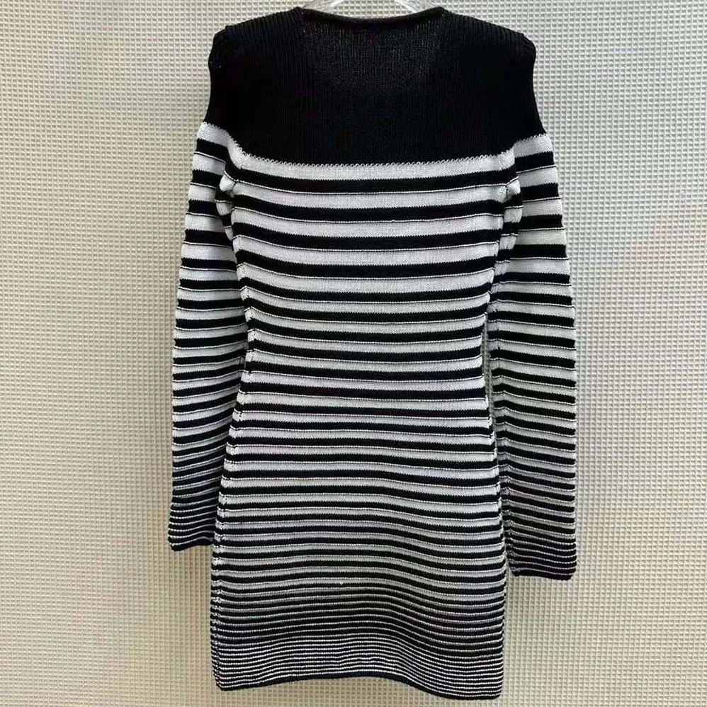 Balmain Sailor-Striped Cotton for Women in Blend Knit Dress Balmain Sailor-Striped Cotton for Women in Blend Knit Dress
