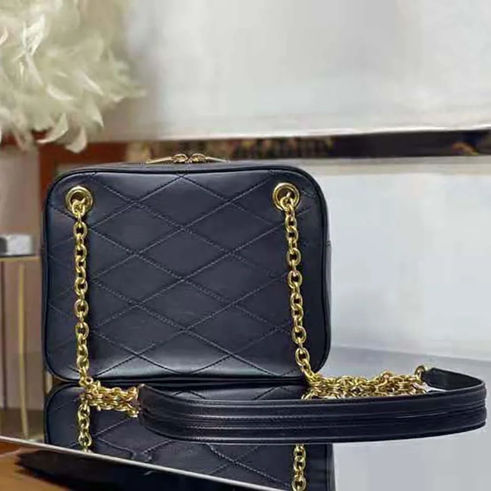 Saint Laurent YSL Le Maillon Small Chain Bag in Quilted Lambskin for Women in Black