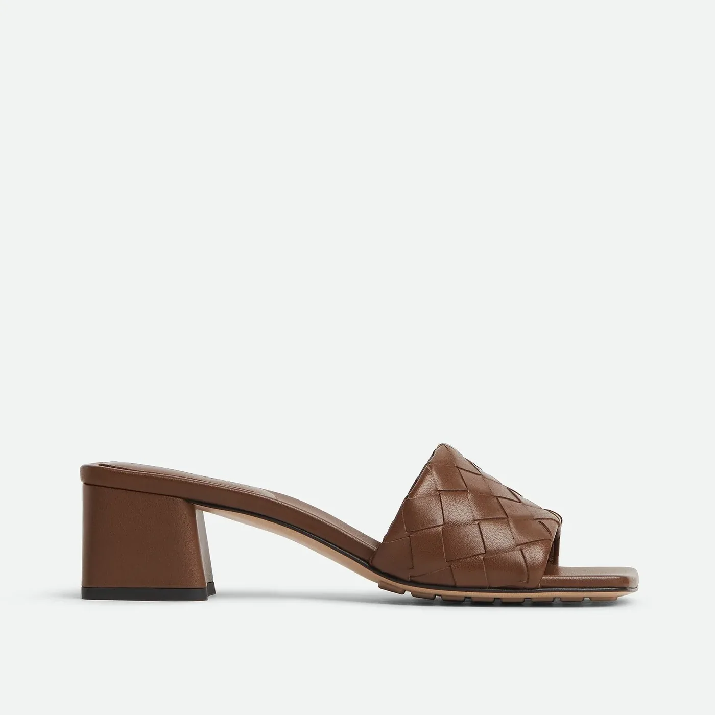Bottega Veneta Parco Mule Mid Heel Dark Leather Bottega Veneta Parco Mule Mid Heel Dark Leather