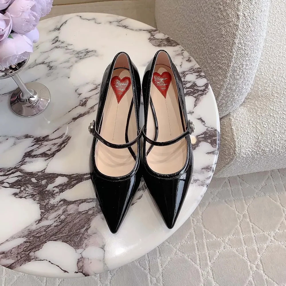 Roger Vivier Mary Jane Virgule 55 Mules in Patent Leather for Women in Black Roger Vivier Mary Jane Virgule 55 Mules in Patent Leather for Women in Black