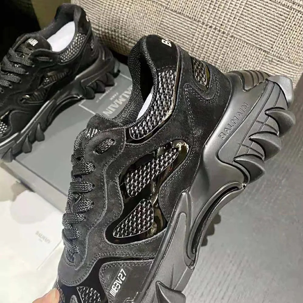 Balmain B-East Trainer in Leather Suede and Mesh for Unisex in Black