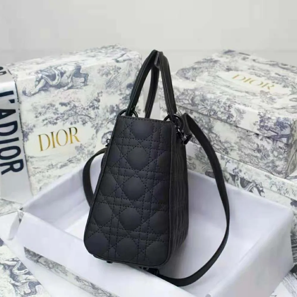 Dior Medium Lady Dior Bag Black Ultramatte Cannage Calfskin for Women Dior Medium Lady Dior Bag Black Ultramatte Cannage Calfskin for Women