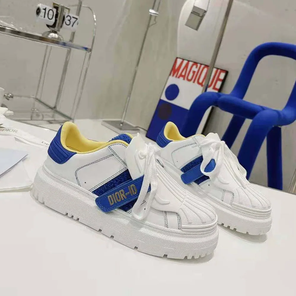 Dior Dior-id Sneaker White Calfskin Terry Cotton for Women in Blue Dior Dior-id Sneaker White Calfskin Terry Cotton for Women in Blue