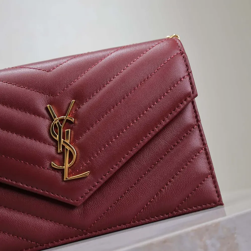 Saint Laurent YSL Cassandre Envelope Chain Wallet in Lambskin for Women