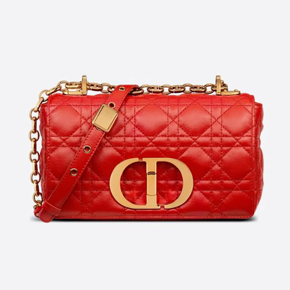 Dior Small Dior Caro Bag Supple Cannage Calfskin for Women in Red Dior Small Dior Caro Bag Supple Cannage Calfskin for Women in Red