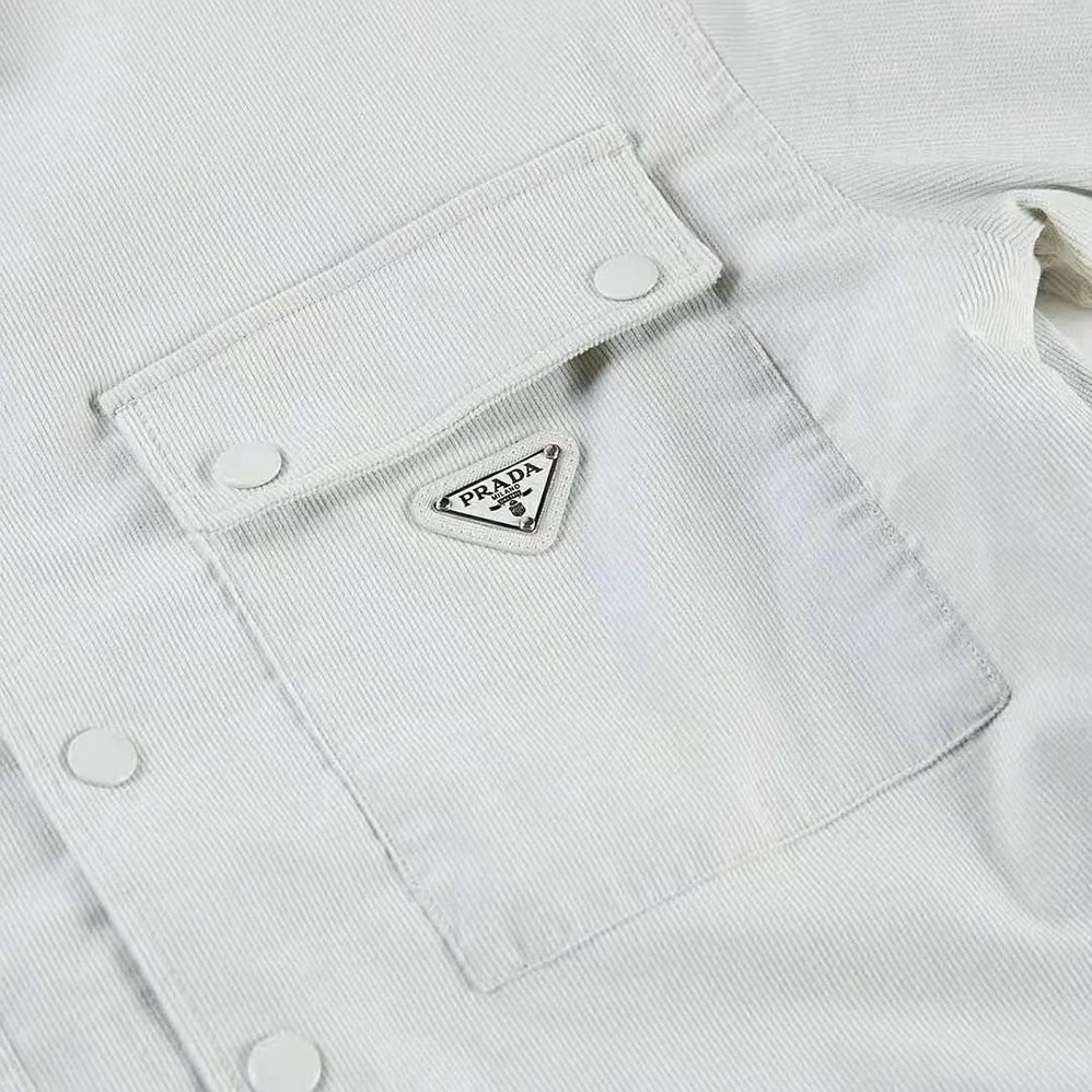 Prada Pinwale Corduroy Shirt for Men in White Prada Pinwale Corduroy Shirt for Men in White