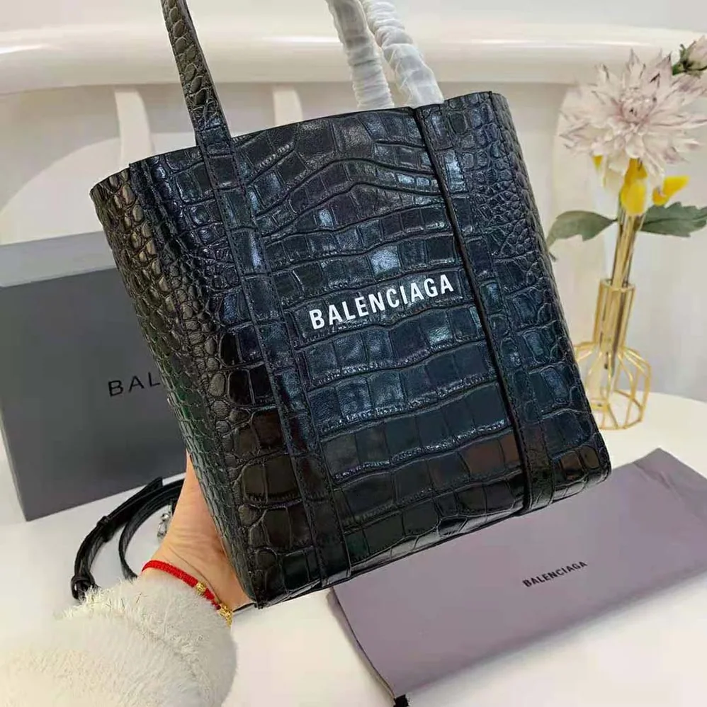 Balenciaga Everyday XXS Tote Bag in Black Shiny Crocodile Embossed Calfskin for Women Balenciaga Everyday XXS Tote Bag in Black Shiny Crocodile Embossed Calfskin for Women