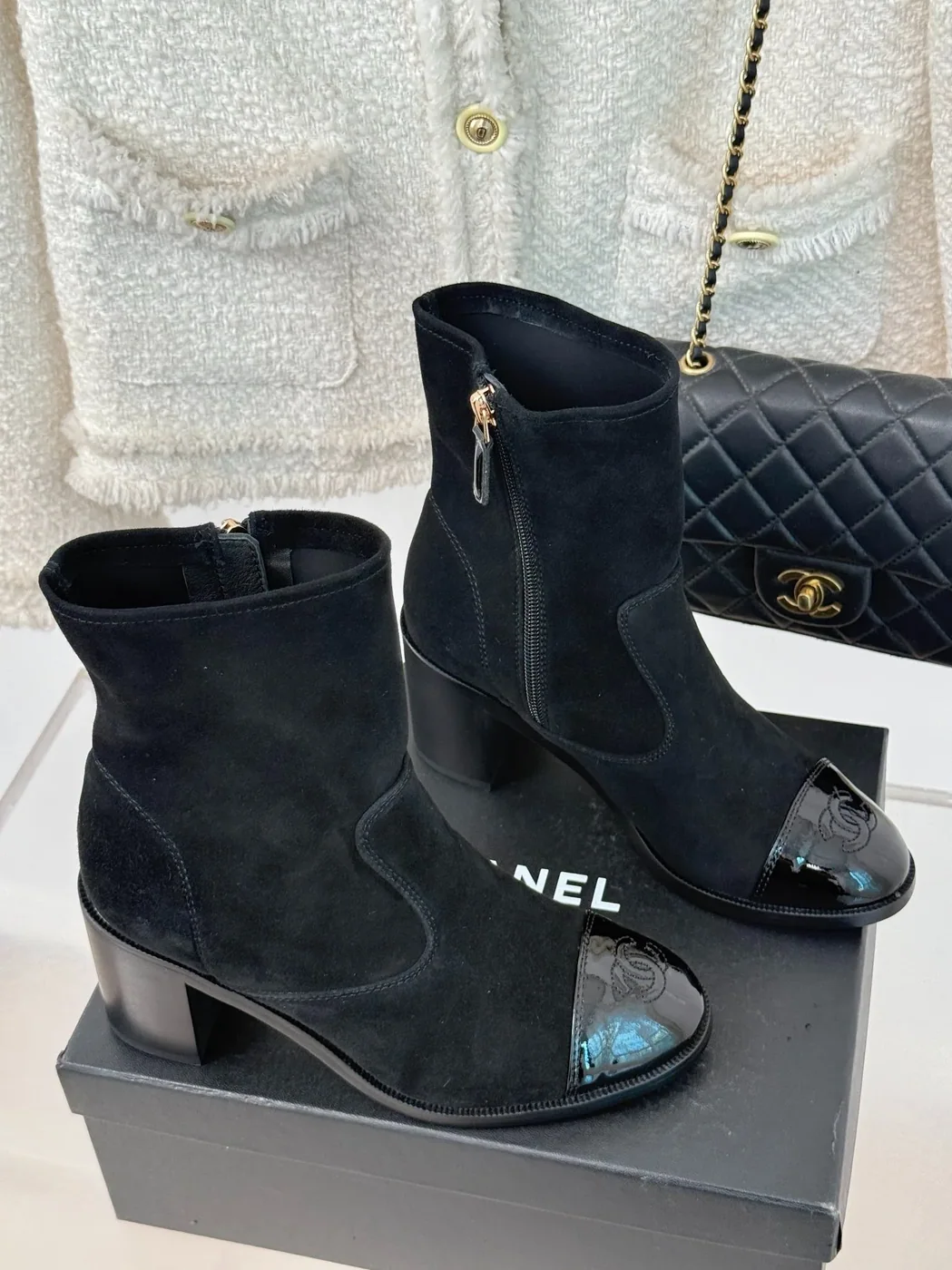 Chanel Ankle Chunky Heel Boots Black / Chanel Ankle Chunky Heel Boots Black /