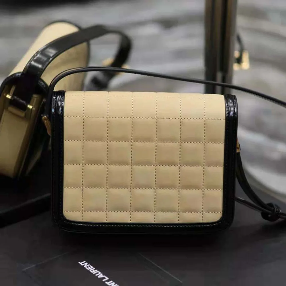 Saint Laurent YSL Solferino Small in Quilted Nubuck Suede for Women in Beige Saint Laurent YSL Solferino Small in Quilted Nubuck Suede for Women in Beige