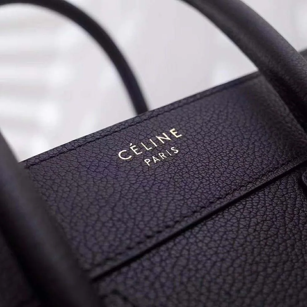 Celine Micro Luggage Handbag in Drummed Calfskin for Women in Black
