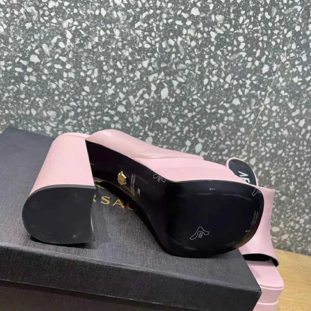 Versace Platform Mules in Calf Leather for Women in Pink