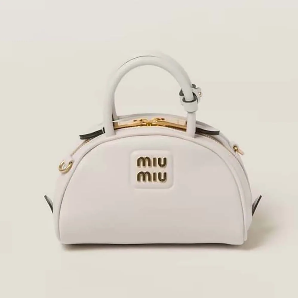 Miu Miu Mini Leather Top-handle Bag for Women in White Miu Miu Mini Leather Top-handle Bag for Women in White