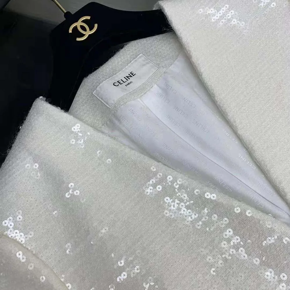 Celine Embroidered Cardigan Jacket in Bouclé Tweed for Women