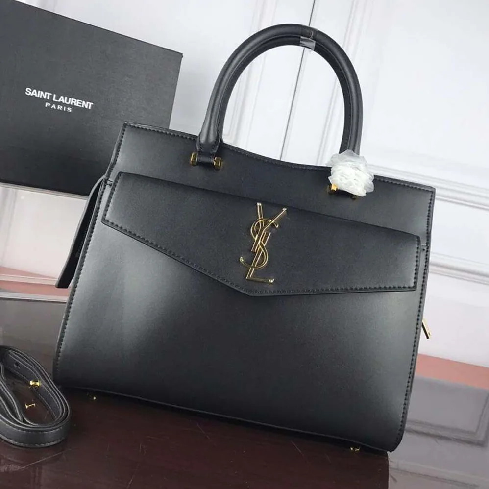 Saint Laurent YSL Uptown Medium Tote Shiny Smooth for Women in Black Saint Laurent YSL Uptown Medium Tote Shiny Smooth for Women in Black