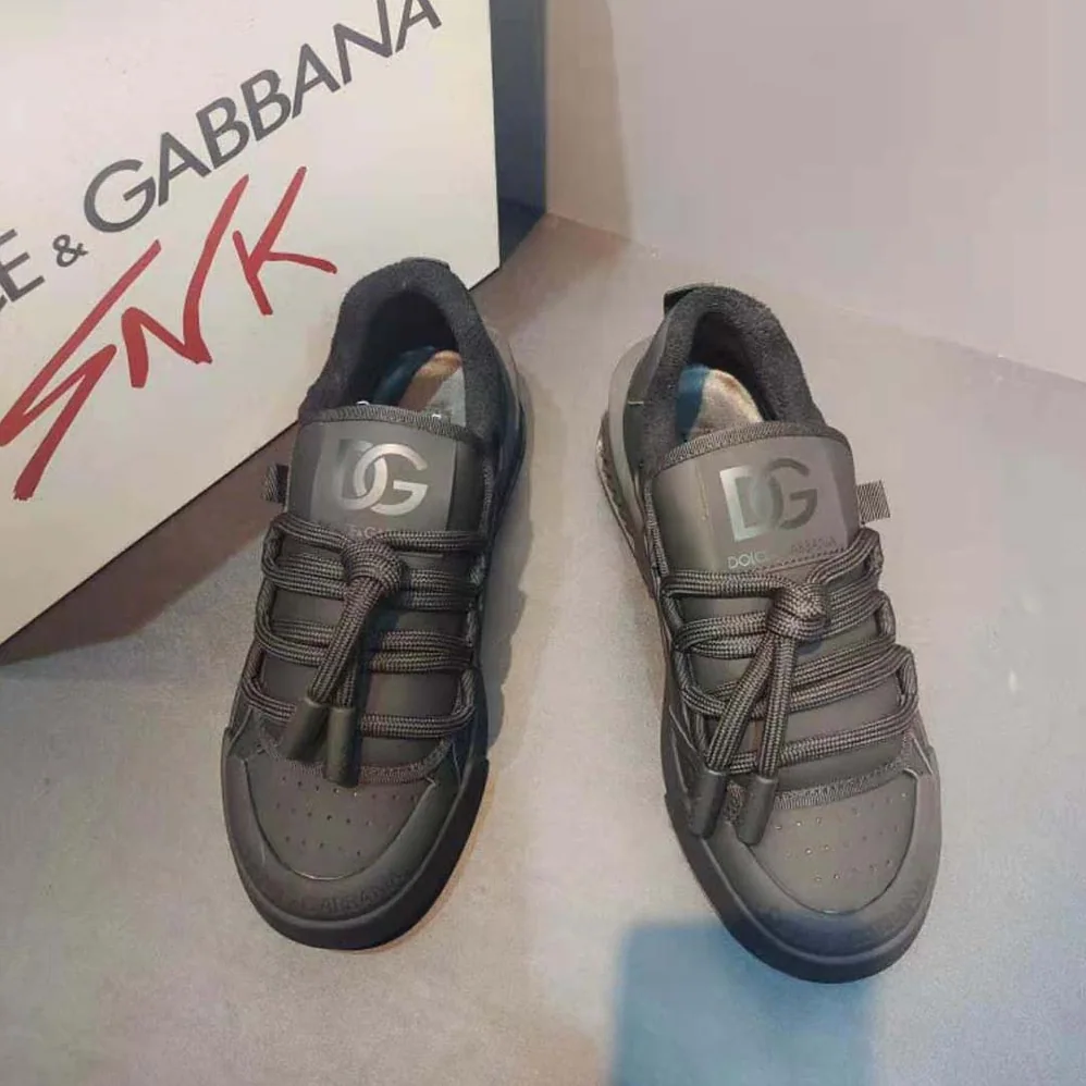 Dolce Gabbana D&G Mixed-Material Portofino Sneakers for Unisex in Black Dolce Gabbana D&G Mixed-Material Portofino Sneakers for Unisex in Black