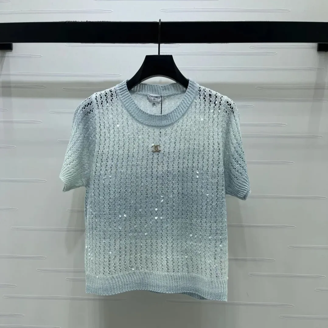 Chanel Sequin Embellished Top Ombre Blue