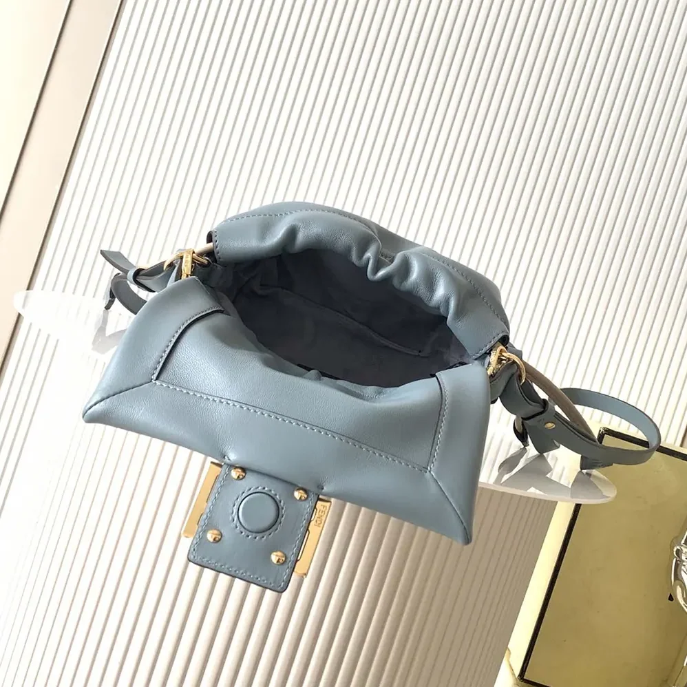 Fendi Mamma Baguette Small Mercury Blue Nappa Leather Mini for Women in bag Fendi Mamma Baguette Small Mercury Blue Nappa Leather Mini for Women in bag