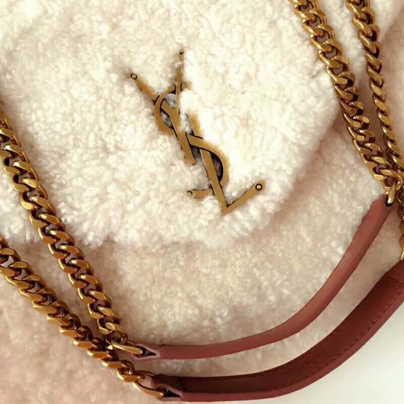 Saint Laurent YSL Loulou Medium in Shearling for Women in White Saint Laurent YSL Loulou Medium in Shearling for Women in White
