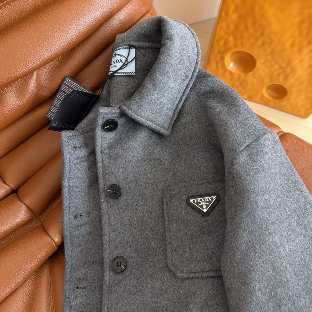 Prada Single-Breasted Double Cashwool Caban Jacket for Women Prada Single-Breasted Double Cashwool Caban Jacket for Women