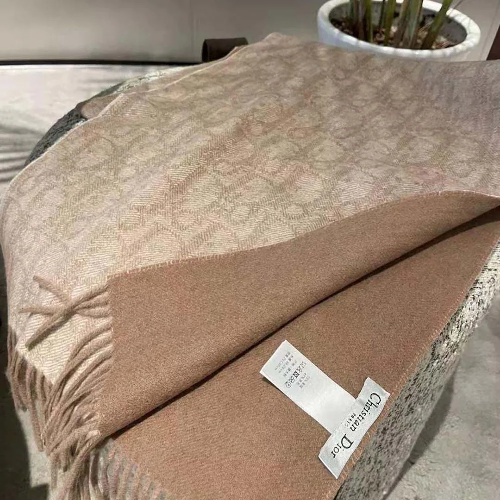 Dior Oblique Double-Sided Blanket Beige Cashmere and Wool for Men