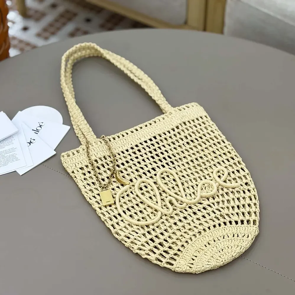 Chloe Small Summer Banana Tote Bag in Raffia for Women in Sandy